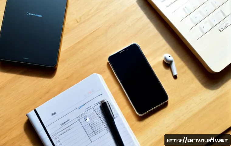 Home 17 포터블 파워뱅크 용량 계산 - Photorealistic overhead home-office scene for calculating portable power bank capacity: a compact un...